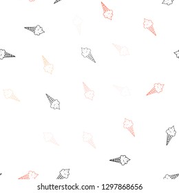 Light Pink, Yellow vector seamless background with ice-cream cones. Beautiful colorful illustration with ice-cream cones. Pattern for ads of breakfast, lunch, dinner.