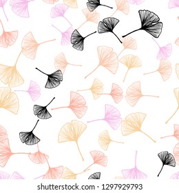 Light Pink, Yellow vector seamless natural pattern with leaves. An elegant bright illustration with leaves in Natural style. Texture for window blinds, curtains.