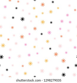 Light Pink, Yellow vector seamless layout with bright snowflakes. Colorful decorative design in xmas style with snow. Design for wallpaper, fabric makers.