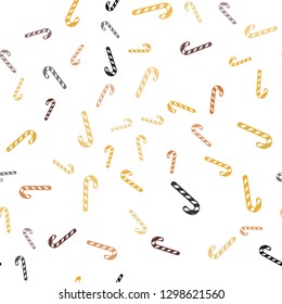 Light Pink, Yellow vector seamless template with sweet christmas sticks.