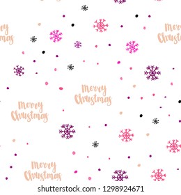 Light Pink, Yellow vector seamless texture with colored snowflakes. Modern geometrical abstract illustration with snowflakes. Design for textile, fabric, wallpapers.