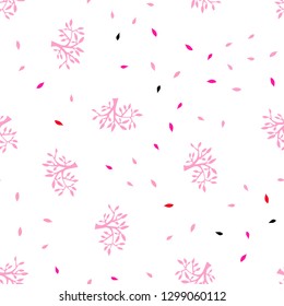 Light Pink, Yellow vector seamless elegant background with leaves, branches. Glitter abstract illustration with leaves and branches. Texture for window blinds, curtains.