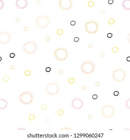 Light Pink, Yellow vector seamless backdrop with dots. Blurred decorative design in abstract style with bubbles. Pattern can be used for futuristic ad, booklets.