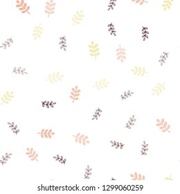 Light Pink, Yellow vector seamless natural pattern with leaves. leaves on blurred abstract background with gradient. Design for textile, fabric, wallpapers.