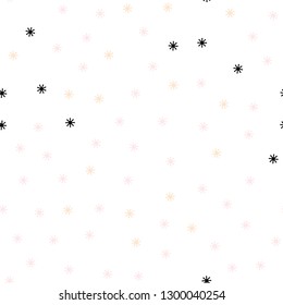 Light Pink, Yellow vector seamless template with ice snowflakes. Shining colorful illustration with snow in christmas style. Template for business cards, websites.