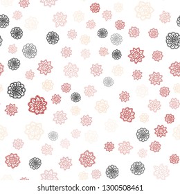 Light Pink, Yellow vector seamless template with ice snowflakes. Modern geometrical abstract illustration with crystals of ice. Pattern for design of window blinds, curtains.