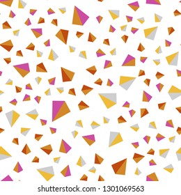 Light Pink, Yellow vector seamless, isometric cover with polygonal style. Illustration with set of colorful triangles. Design for wallpaper, fabric makers.