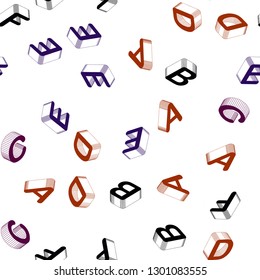 Light Pink, Yellow vector seamless template with 3D isolated letters. Colorful 3D alphabet signs with gradient on white background. Design for wallpaper, fabric makers.