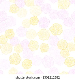 Light Pink, Yellow vector seamless natural artwork with flowers. Colorful illustration in doodle style with flowers. Template for business cards, websites.