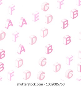 Light Pink, Yellow vector seamless template with 3D isolated letters. Abstract illustration with colorful 3D latin alphabet. Template for business cards, websites.