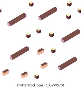Light Pink, Yellow vector seamless, isometric cover in polygonal style. Illustration with set of colorful rectangles. Pattern for trendy fabric, wallpapers.