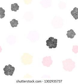 Light Pink, Yellow vector seamless elegant pattern with flowers. Colorful illustration in doodle style with flowers. Pattern for design of fabric, wallpapers.