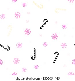 Light Pink, Yellow vector seamless layout with christmas sweet desserts.