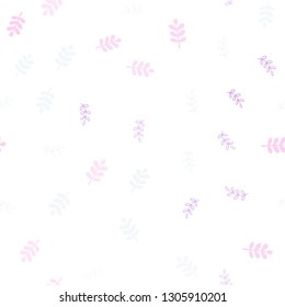 Light Pink, Yellow vector seamless doodle layout with leaves. Shining colored illustration with leaves in doodle style. Pattern for design of fabric, wallpapers.