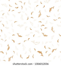 Light Pink, Yellow vector seamless backdrop with ocean dolphins. Isolated sea dolphins on white background. Template for natural magazines.