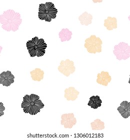 Light Pink, Yellow vector seamless natural pattern with flowers. Decorative design of flowers on white background. Pattern for trendy fabric, wallpapers.