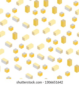Light Pink, Yellow vector seamless, isometric cover in polygonal style. Decorative design in abstract style with rectangles. Template for business cards, websites.