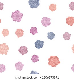 Light Pink, Yellow vector seamless elegant pattern with flowers. Flowers in natural style on white background. Design for wallpaper, fabric makers.