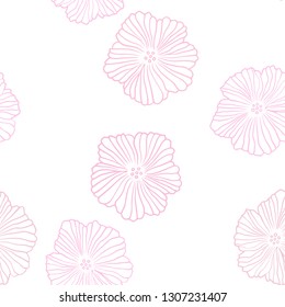 Light Pink, Yellow vector seamless doodle background with flowers. Flowers with gradient on white background. Template for business cards, websites.