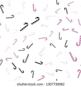 Light Pink, Yellow vector seamless pattern with delicious xmas candies.