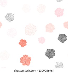 Light Pink, Yellow vector seamless doodle background with flowers. An elegant bright illustration with flowers. Texture for window blinds, curtains.