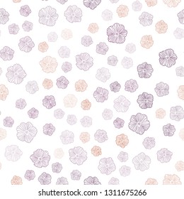 Light Pink, Yellow vector seamless doodle pattern with flowers. Glitter abstract illustration with flowers. Texture for window blinds, curtains.