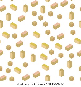 Light Pink, Yellow vector seamless, isometric pattern in square style. Modern abstract illustration with colorful rectangles. Design for textile, fabric, wallpapers.