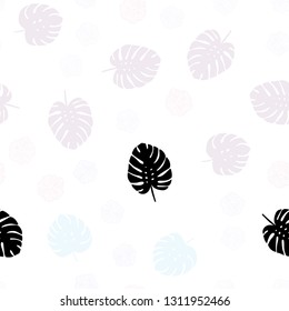 Light Pink, Yellow vector seamless elegant pattern with flowers, leaves. Abstract illustration with leaves, flowers in doodles style. Pattern for design of fabric, wallpapers.