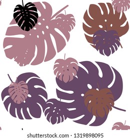 Light Pink, Yellow vector seamless elegant pattern with leaves. leaves on elegant natural pattern with gradient. Design for textile, fabric, wallpapers.
