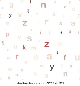 Light Pink, Yellow vector seamless template with isolated letters. Blurred design in simple style with signs of alphabet. Pattern for design of fabric, wallpapers.