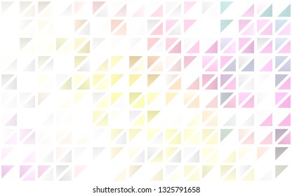 Light Pink, Yellow vector seamless backdrop with lines, triangles. Triangles on abstract background with colorful gradient. Trendy design for wallpaper, fabric makers.