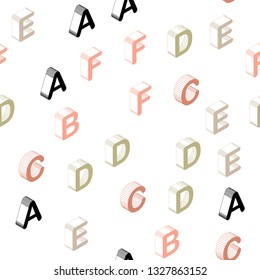 Light Pink, Yellow vector seamless texture with 3D ABC characters. Shining colorful 3D illustration with isolated letters. Pattern for design of fabric, wallpapers.