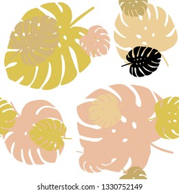Light Pink, Yellow vector seamless natural background with leaves. Creative illustration in blurred style with leaves. Pattern for design of fabric, wallpapers.