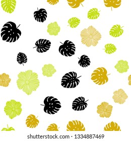 Light Pink, Yellow vector seamless doodle backdrop with flowers, leaves. Creative illustration in blurred style with leaves, flowers. Texture for window blinds, curtains.