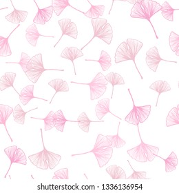 Light Pink, Yellow vector seamless doodle background with leaves. An elegant bright illustration with leaves in Natural style. Template for business cards, websites.