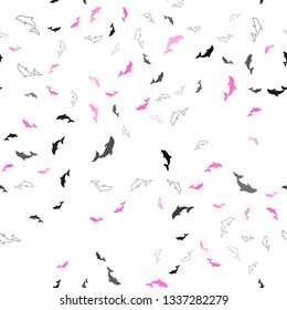 Light Pink, Yellow vector seamless background with dolphins. Shining illustration of colorful gradient sea dolphins. Pattern for marine leaflets.