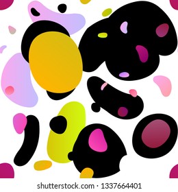 Light Pink, Yellow vector seamless backdrop with dots, spots. Blurred bubbles on abstract backdrop with colorful gradient. Pattern for design of fabric, wallpapers.