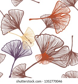 Light Pink, Yellow vector seamless elegant wallpaper with leaves. A vague abstract illustration with leaves in doodles style. Design for textile, fabric, wallpapers.