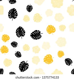 Light Pink, Yellow vector seamless natural artwork with flowers, leaves. Colorful abstract illustration with leaves in doodle style. Texture for window blinds, curtains.