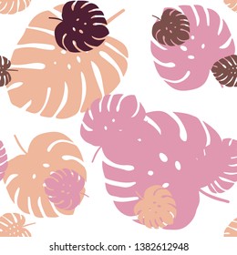 Light Pink, Yellow vector seamless doodle pattern with leaves. Creative illustration in blurred style with leaves. Pattern for design of fabric, wallpapers.