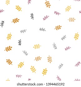 Light Pink, Yellow vector seamless abstract pattern with leaves. Brand new colored illustration in blurry style with leaves. Design for textile, fabric, wallpapers.