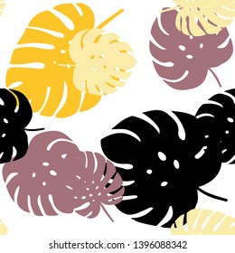 Light Pink, Yellow vector seamless abstract backdrop with leaves. Modern geometrical abstract illustration with leaves. Texture for window blinds, curtains.