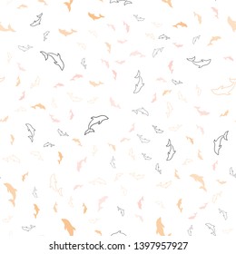 Light Pink, Yellow vector seamless texture with dolphins. Natural illustration with sea dolphins. Template for natural magazines.