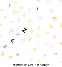 Light Pink, Yellow vector seamless texture with ABC characters. Shining colorful illustration with isolated letters. Design for textile, fabric, wallpapers.