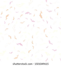 Light Pink, Yellow vector seamless background with dolphins. Isolated sea dolphins on white background. Pattern for websites of animals.