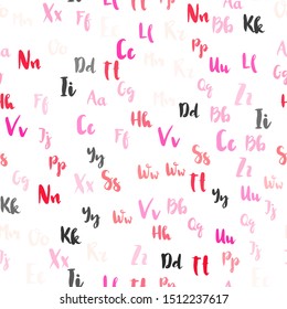 Light Pink, Yellow vector seamless pattern with ABC symbols. Blurred design in simple style with signs of alphabet. Texture for window blinds, curtains.