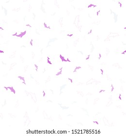 Light Pink, Yellow vector seamless background with dolphins. Shining illustration of colorful gradient sea dolphins. Pattern for wildlife ad, booklets.