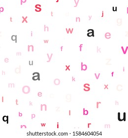 Light Pink, Yellow vector seamless background with signs of alphabet. Abstract illustration with colored latin alphabet. Design for textile, fabric, wallpapers.