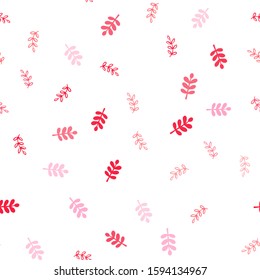 Light Pink, Yellow vector seamless doodle pattern with leaves. Modern geometrical abstract illustration with leaves. Pattern for trendy fabric, wallpapers.