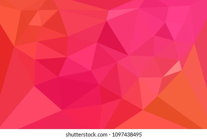 Light Pink, Yellow vector shining triangular cover with a heart in a centre. Illustration in halftone style with triangles. Polygonal design for your web site.